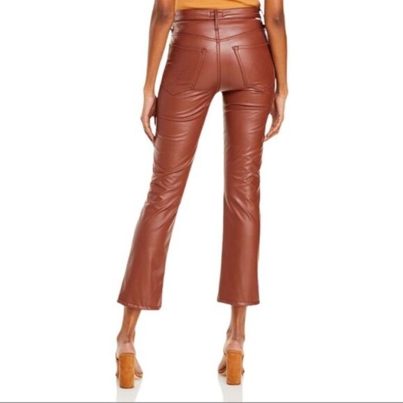 Mother The Insider Ankle Faux Leather Cropped Brown Pants Modern NWT - Picture 2 of 16